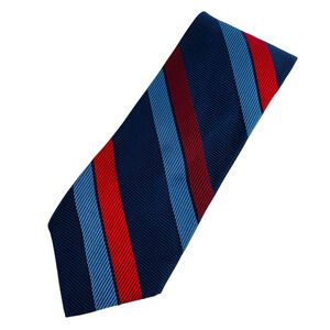 Breuer Wm. Fox & Co. Blue Red Striped Silk Necktie Handmade in Italy Luxury